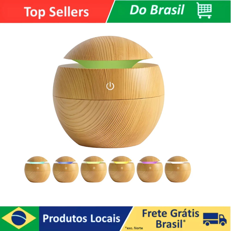 Difusor Aromatizador USB De Óleo Essencial, 7 Cores, Elétrico