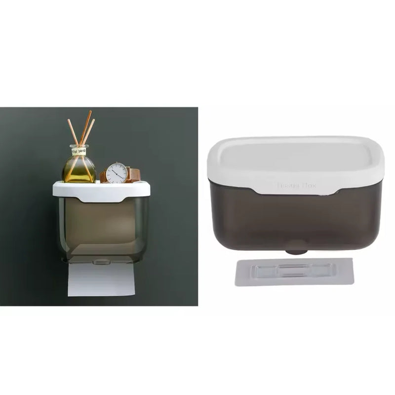 Waterproof Toilet Paper Box For Bathroom Rooms Living Room Office Kitchen With Wall Fixer