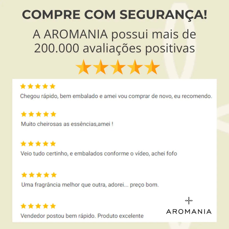 Kit com 5 Essências de 15ml para Aromatizador, Difusor e Umidificador Hidrossolúvel para Ambientes