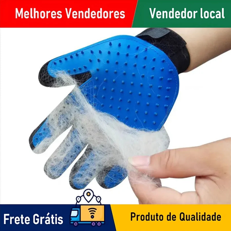 Luva Nano Magnética e Escova Removedora Mágica Tira Pelos De Pets Cachorro Gatos