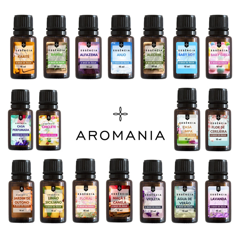 Kit com 5 Essências de 15ml para Aromatizador, Difusor e Umidificador Hidrossolúvel para Ambientes