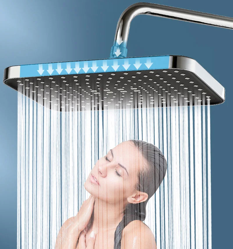 14 Inch new High Pressure Top Spray Rain Shower Head Larger Flow Supercharge Rainfall Showerhead 360° Swivel Water Saving