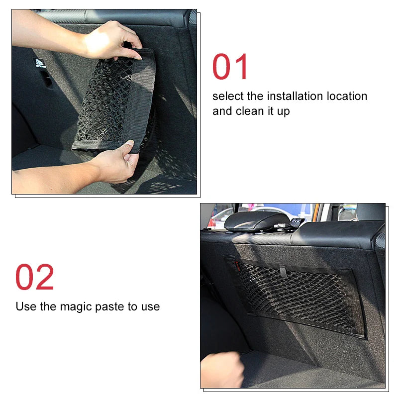 Rede Elástica com Adesivo de Parede, Ideal para Organização no Porta-Malas do Carro e Armazenamento Doméstico.