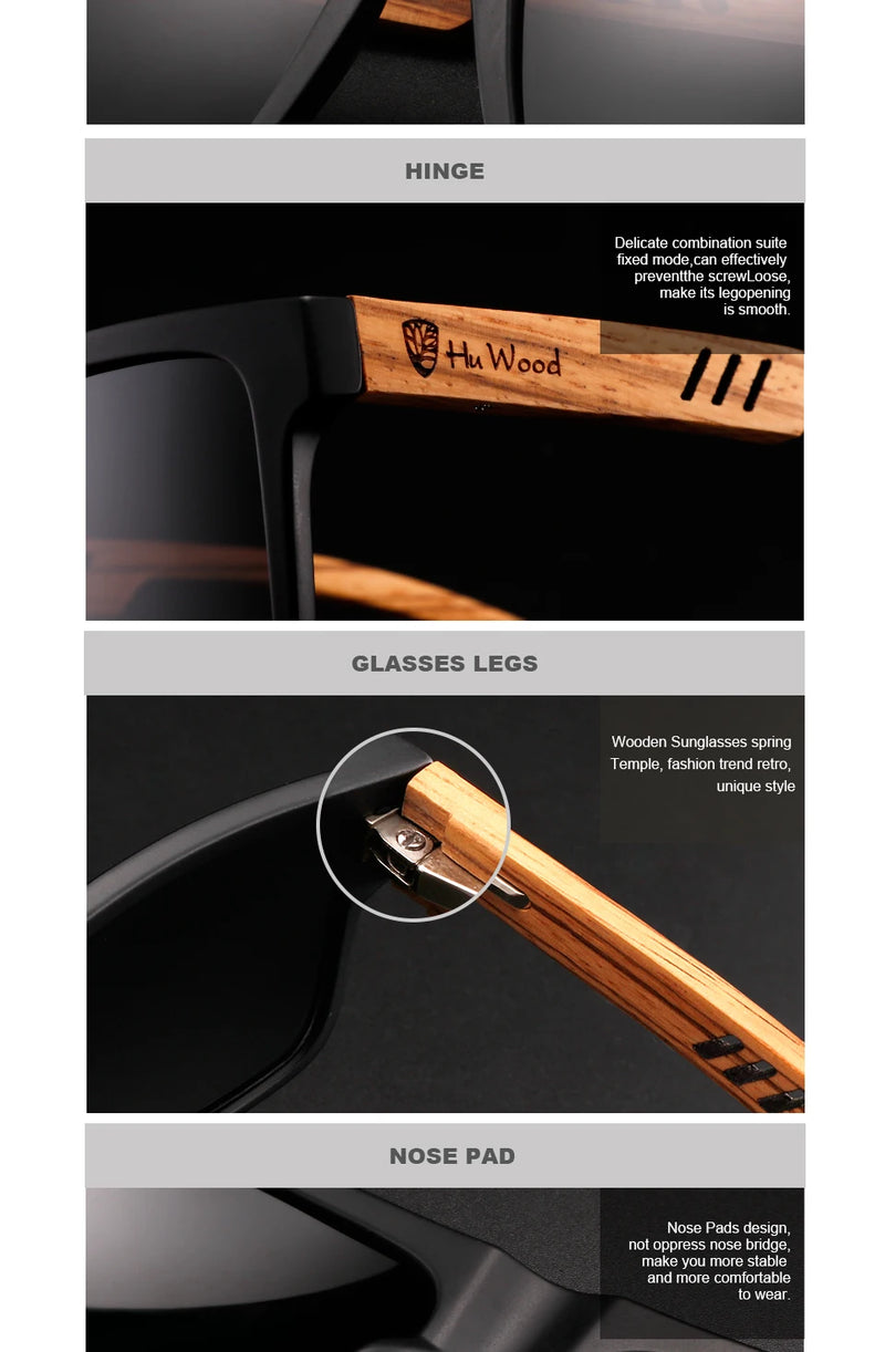 Óculos de Sol HU WOOD – Polarizados, Espelhados e UV400