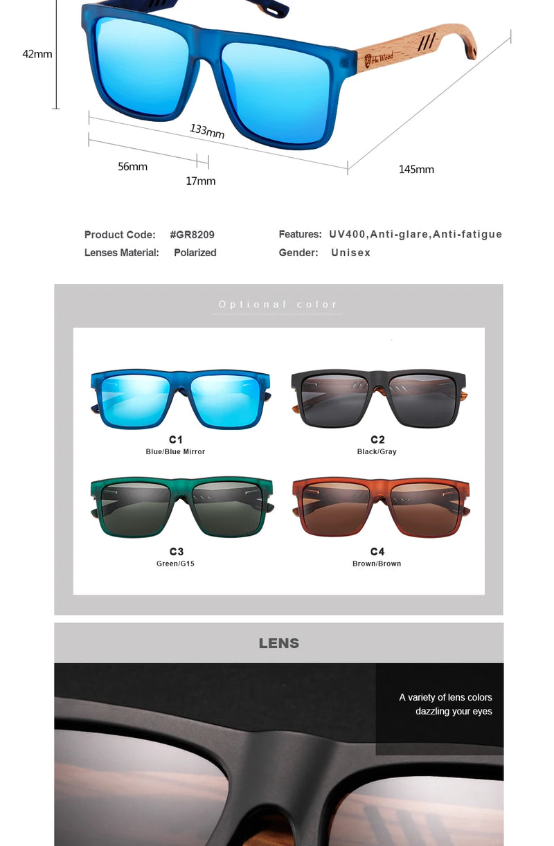 Óculos de Sol HU WOOD – Polarizados, Espelhados e UV400