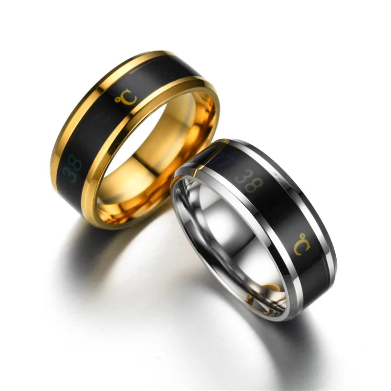 UAGE Temperature Ring Titanium Steel Mood Emotion  Intelligent Temperature Sensitive Rings for Women Men Waterproof Jewelry