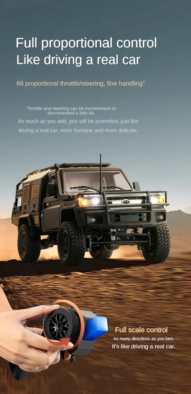 Caminhonete RC em Escala Real 4x4 — Controle Remoto Off-Road para Subidas e Terrenos Irregulares