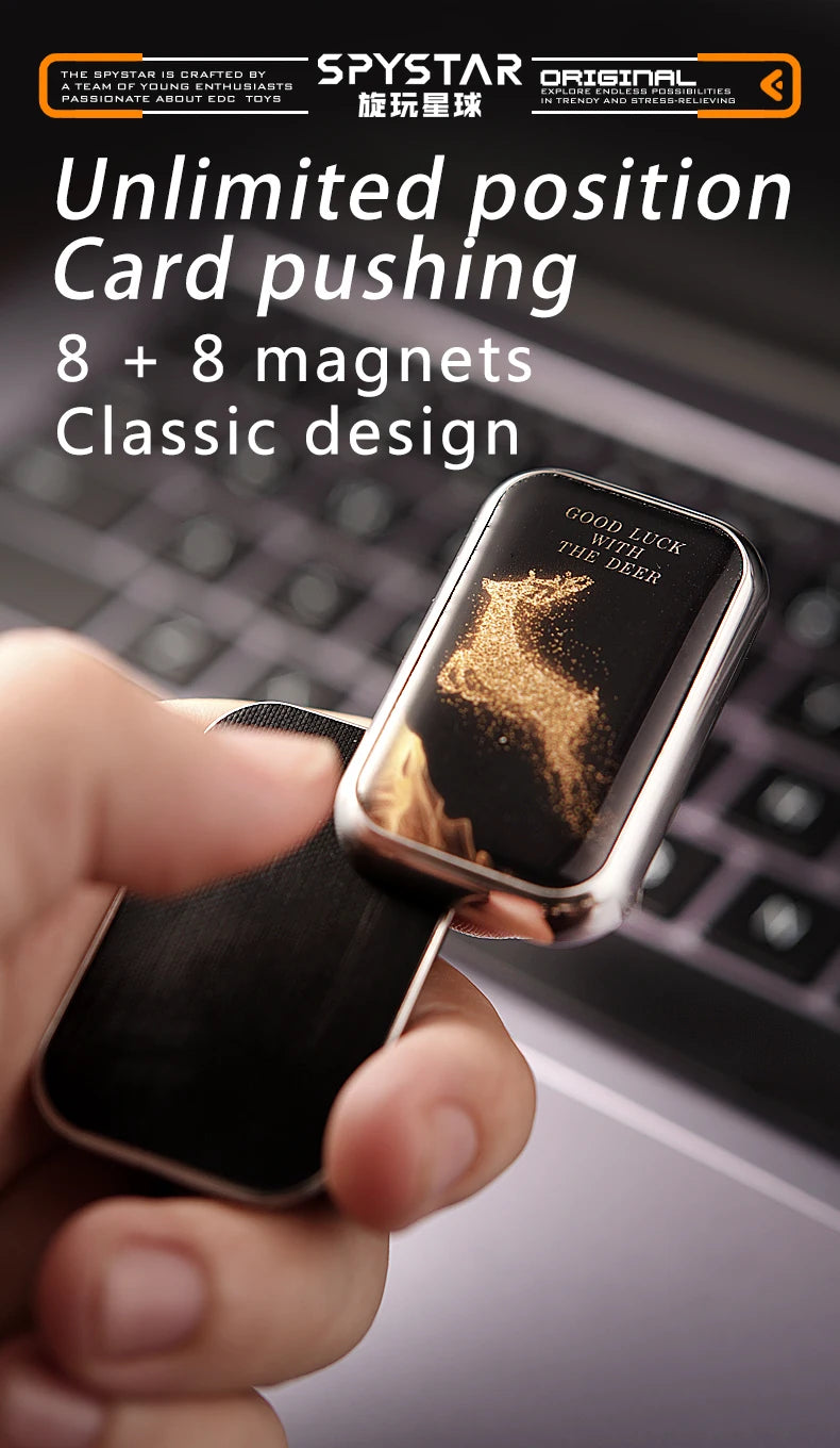 Infinite-position EDC mechanical card-pushing metal fingertip toys with magnetic force fidget spinners stress-relieving toys