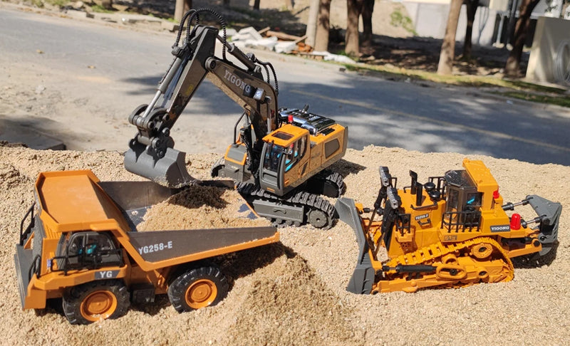 Escavadeira Controle Remoto 4x4 – Caminhão Basculante RC, Veículo Escavador, Trator Bulldozer, Carro de Construção