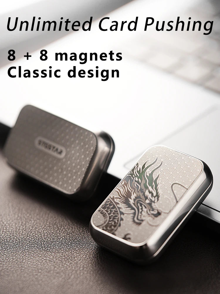 Infinite-position EDC mechanical card-pushing metal fingertip toys with magnetic force fidget spinners stress-relieving toys