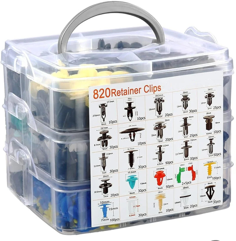 Conjunto de 925 Presilhas Automotivas com Ferramentas de Remoção — Rebites, Grampos e Fixadores Plásticos para Carro, Para-choque, Porta e Para-lama.