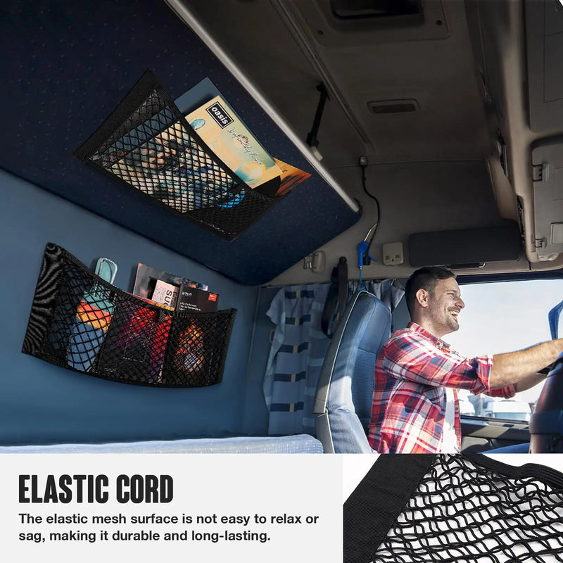 Rede Elástica com Adesivo de Parede, Ideal para Organização no Porta-Malas do Carro e Armazenamento Doméstico.