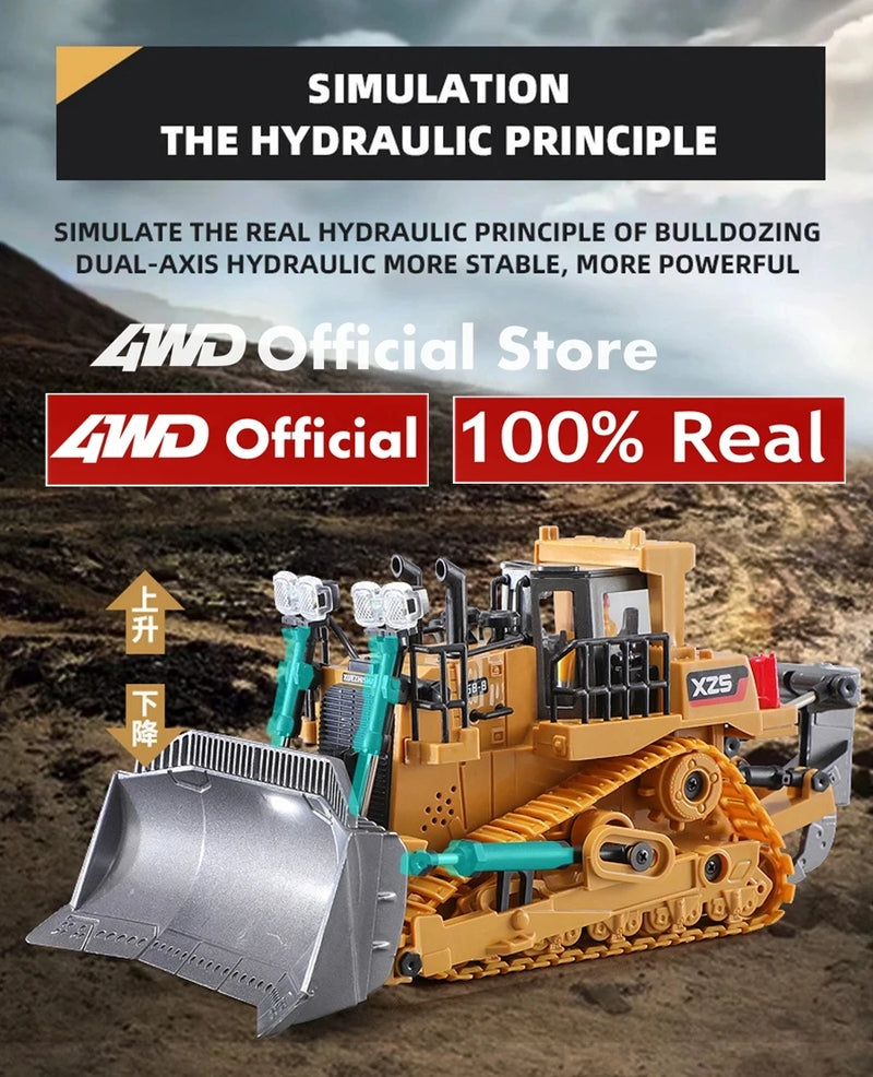 Escavadeira Controle Remoto 4x4 – Caminhão Basculante RC, Veículo Escavador, Trator Bulldozer, Carro de Construção