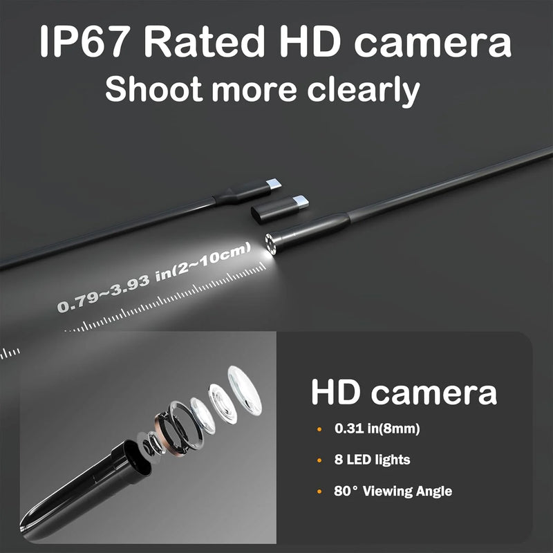Câmera de Inspeção Endoscópica para Carros, Ferramenta de Diagnóstico 1080p