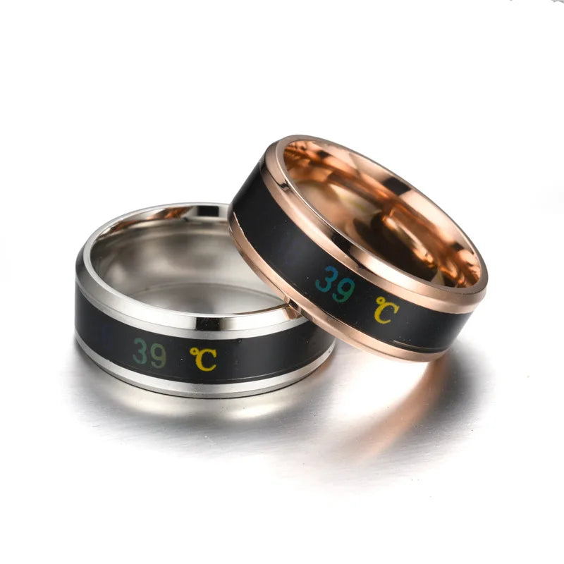 UAGE Temperature Ring Titanium Steel Mood Emotion  Intelligent Temperature Sensitive Rings for Women Men Waterproof Jewelry