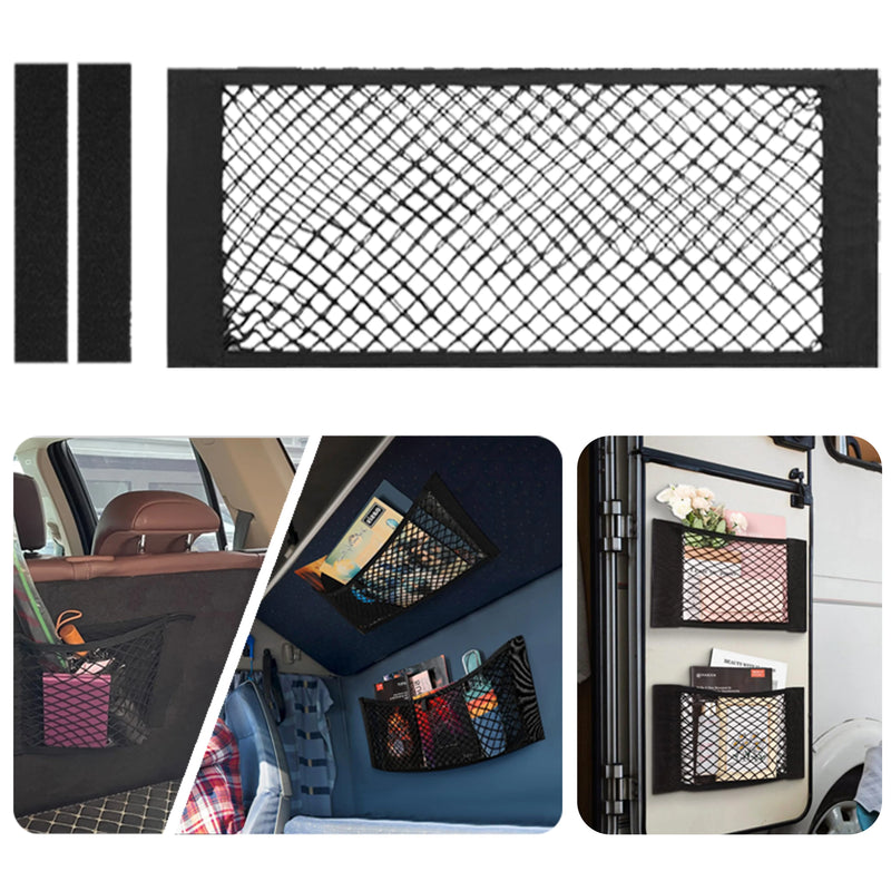 Rede Elástica com Adesivo de Parede, Ideal para Organização no Porta-Malas do Carro e Armazenamento Doméstico.