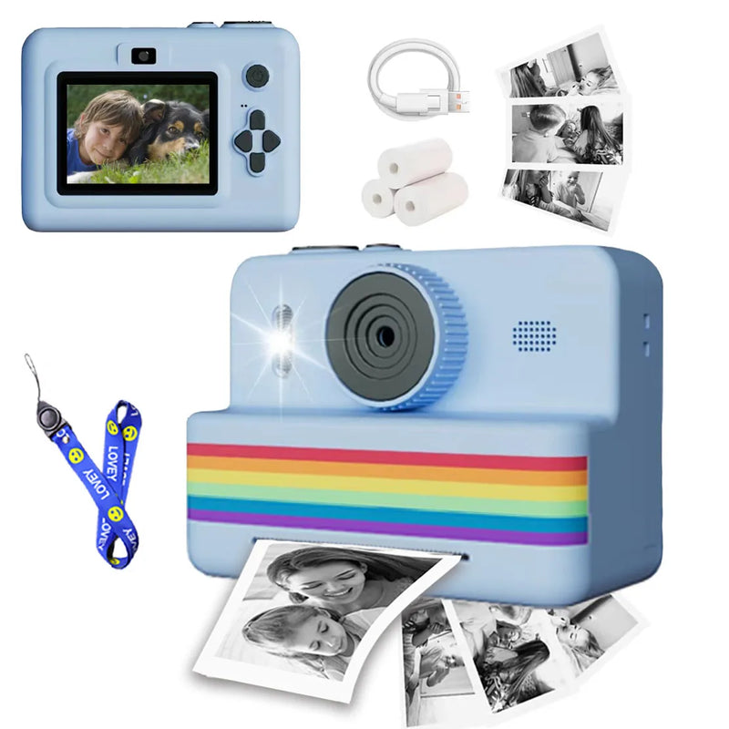Câmera Digital Infantil para Fotografia — Mini Impressora Portátil Térmica com Impressão Instantânea de Fotos, Câmera Infantil com Tela HD de 2.8