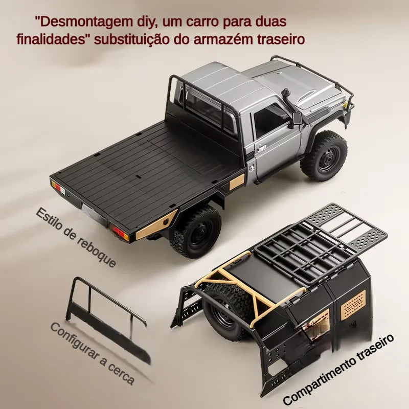 Caminhonete RC em Escala Real 4x4 — Controle Remoto Off-Road para Subidas e Terrenos Irregulares
