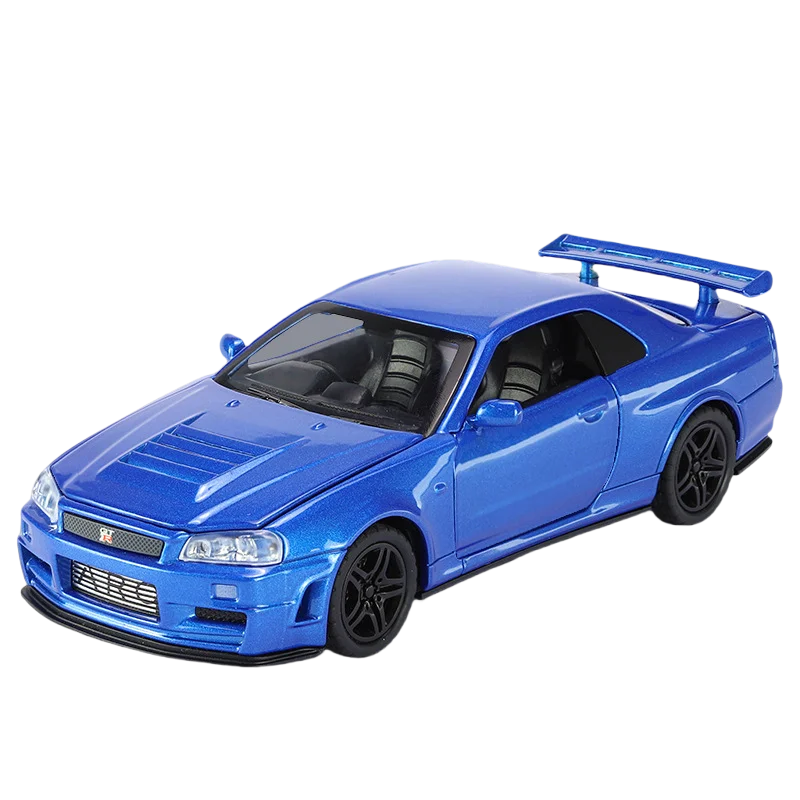 1:32 GTR R34 SKYLINE Fast Alloy Simulation Car Model Diecasts & Toy Vehicles And Furious Cars Decoration Toys For Children Boy