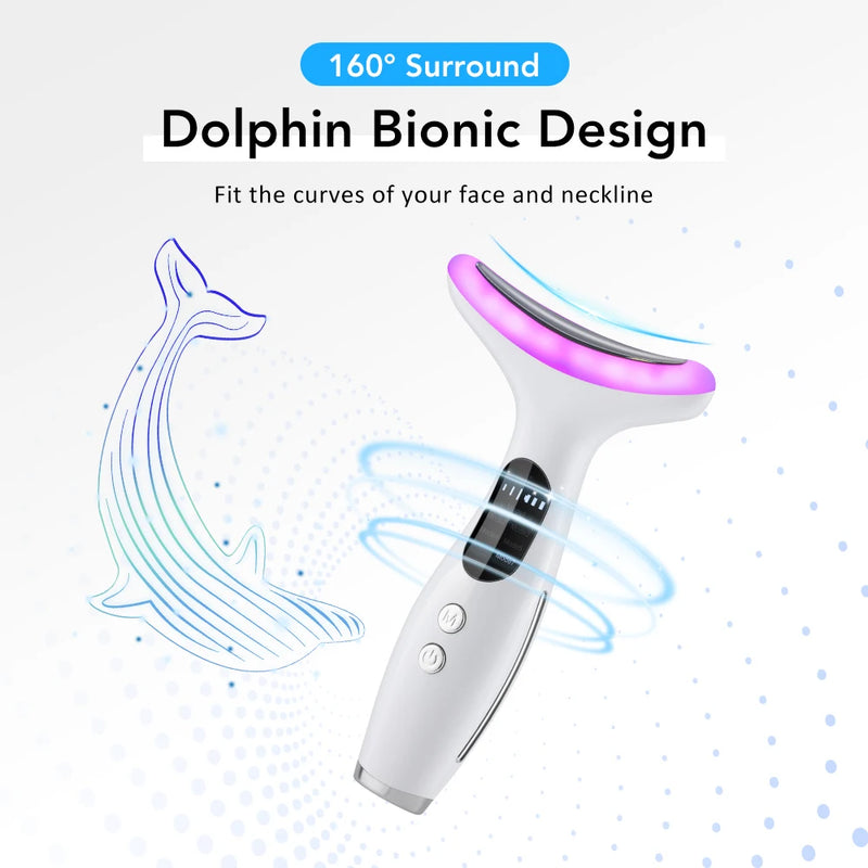 Neck Face Beauty Device 7 Color Light LED Photon Therapy Skin Tighten Reduce Double Chin Anti Wrinkle Facial Lifting Massager