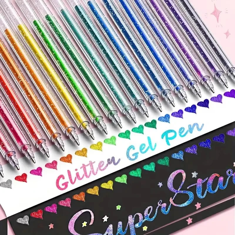 Conjunto de canetas de gel com glitter, 8/12/18/24/36 peças.