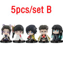 10pcs Set Q Version Demon Slayer Sitting Ghost Doll Tanjiro Nidouzi Inosuke Zenizu Figure Action Figure Movie Model kid Toy Gift