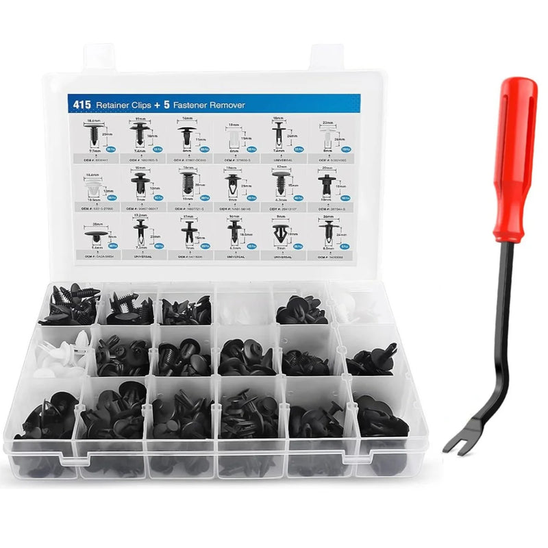 Conjunto de 925 Presilhas Automotivas com Ferramentas de Remoção — Rebites, Grampos e Fixadores Plásticos para Carro, Para-choque, Porta e Para-lama.