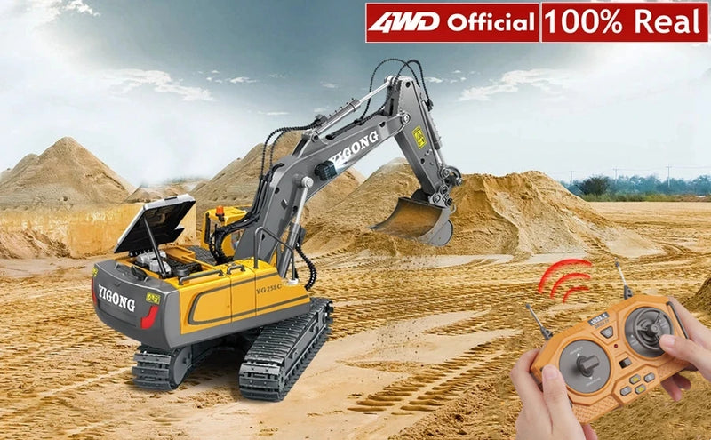 Escavadeira Controle Remoto 4x4 – Caminhão Basculante RC, Veículo Escavador, Trator Bulldozer, Carro de Construção