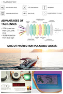 Óculos de sol com lentes polarizada com armação em madeira e TR90.