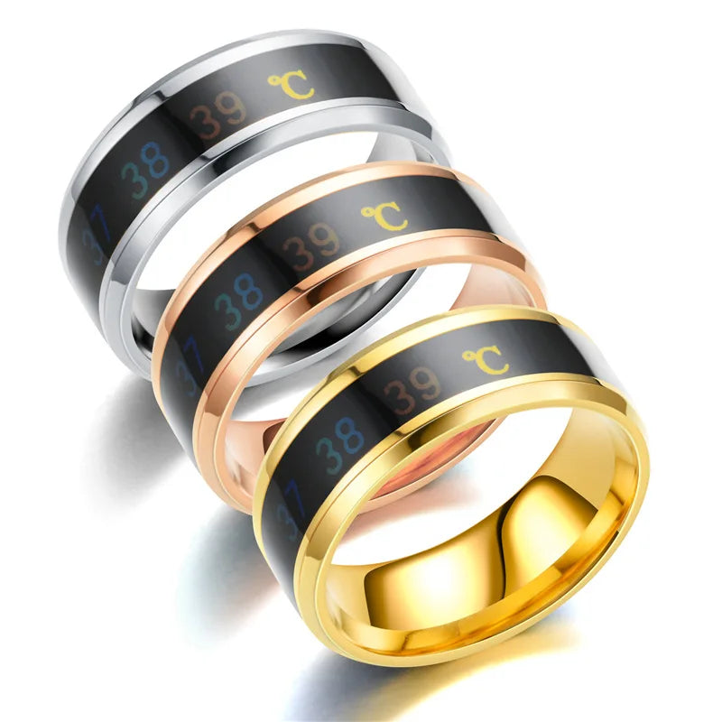 UAGE Temperature Ring Titanium Steel Mood Emotion  Intelligent Temperature Sensitive Rings for Women Men Waterproof Jewelry