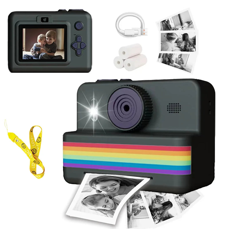 Câmera Digital Infantil para Fotografia — Mini Impressora Portátil Térmica com Impressão Instantânea de Fotos, Câmera Infantil com Tela HD de 2.8
