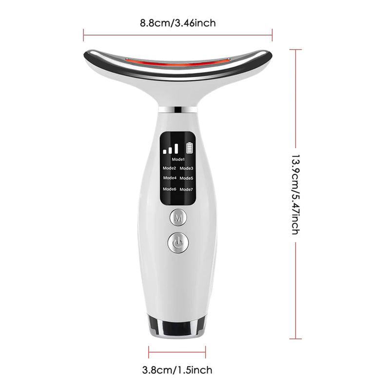 Neck Face Beauty Device 7 Color Light LED Photon Therapy Skin Tighten Reduce Double Chin Anti Wrinkle Facial Lifting Massager