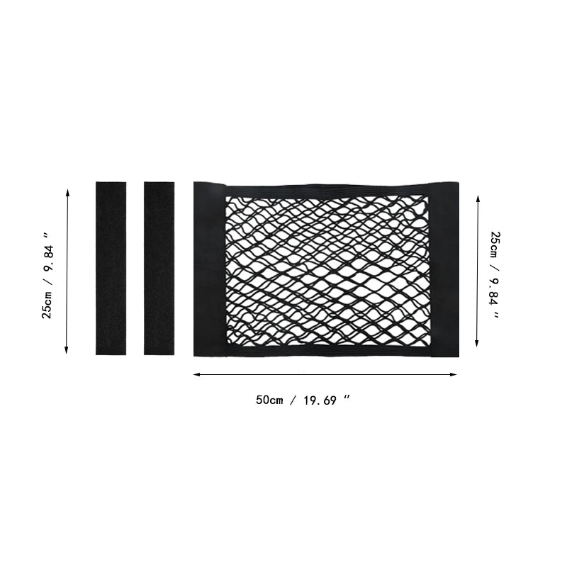 Rede Elástica com Adesivo de Parede, Ideal para Organização no Porta-Malas do Carro e Armazenamento Doméstico.