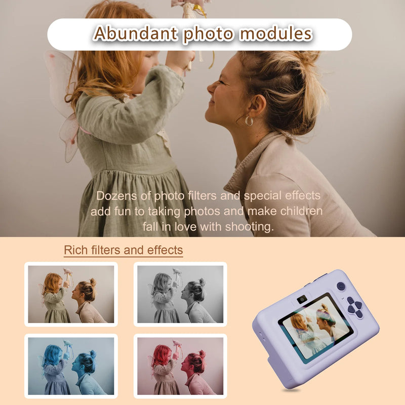 Câmera Digital Infantil para Fotografia — Mini Impressora Portátil Térmica com Impressão Instantânea de Fotos, Câmera Infantil com Tela HD de 2.8