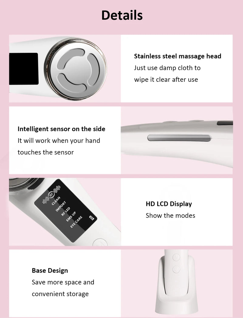 Facial Massager RF Facial Radiofrequency High Frequency Face Lifting Machine EMS Facial Microcurrent Lift Skin Tightening Device