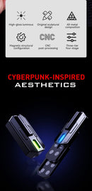 Brinquedo antiestresse de dedo — Spinner metálico magnético com luz, deslizante e tátil, EDC Clicker para Alívio da Ansiedade e TDAH