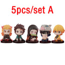 10pcs Set Q Version Demon Slayer Sitting Ghost Doll Tanjiro Nidouzi Inosuke Zenizu Figure Action Figure Movie Model kid Toy Gift