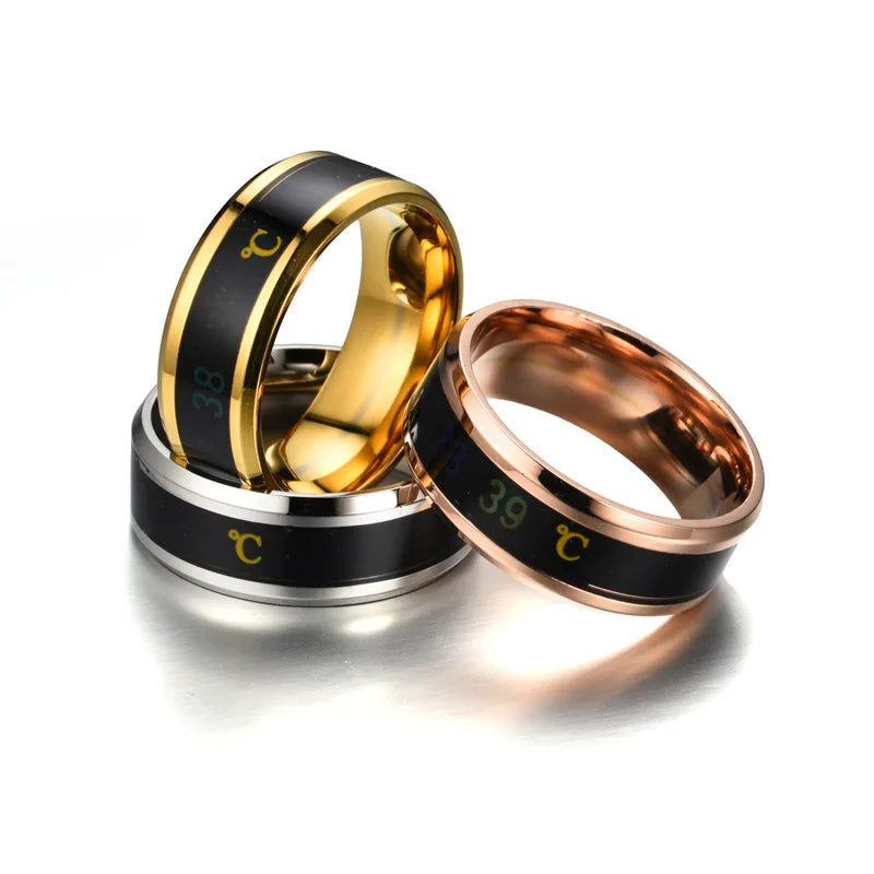 UAGE Temperature Ring Titanium Steel Mood Emotion  Intelligent Temperature Sensitive Rings for Women Men Waterproof Jewelry