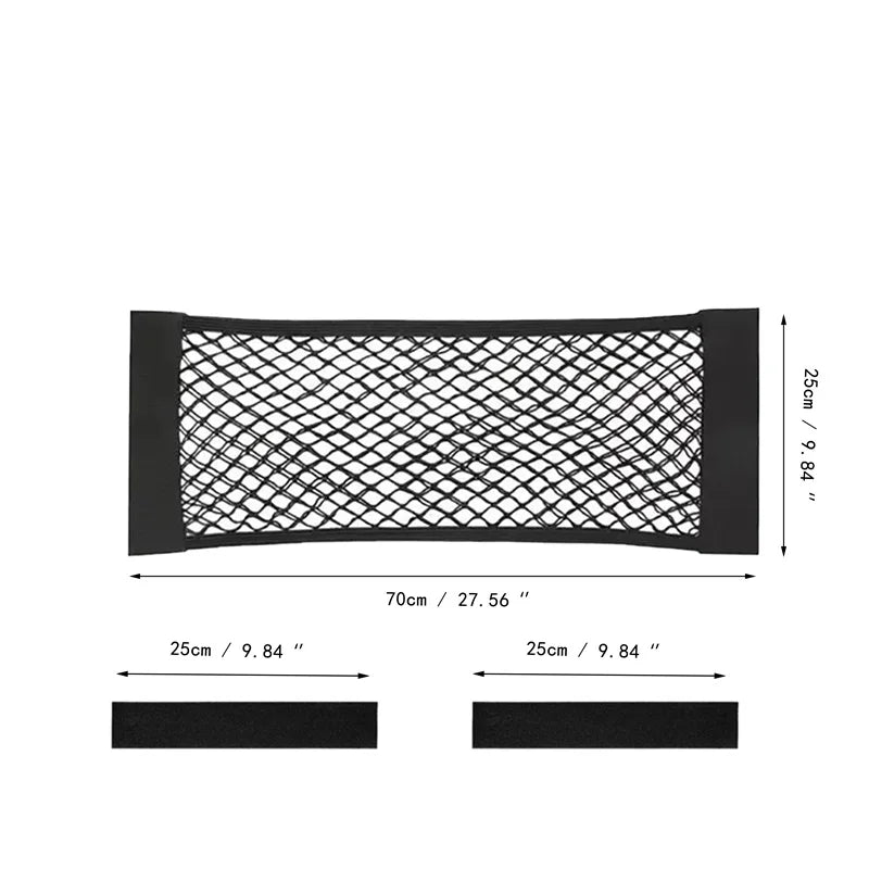 Rede Elástica com Adesivo de Parede, Ideal para Organização no Porta-Malas do Carro e Armazenamento Doméstico.