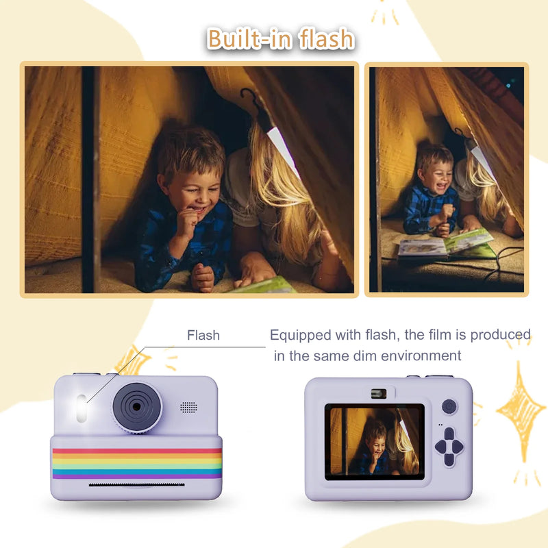 Câmera Digital Infantil para Fotografia — Mini Impressora Portátil Térmica com Impressão Instantânea de Fotos, Câmera Infantil com Tela HD de 2.8