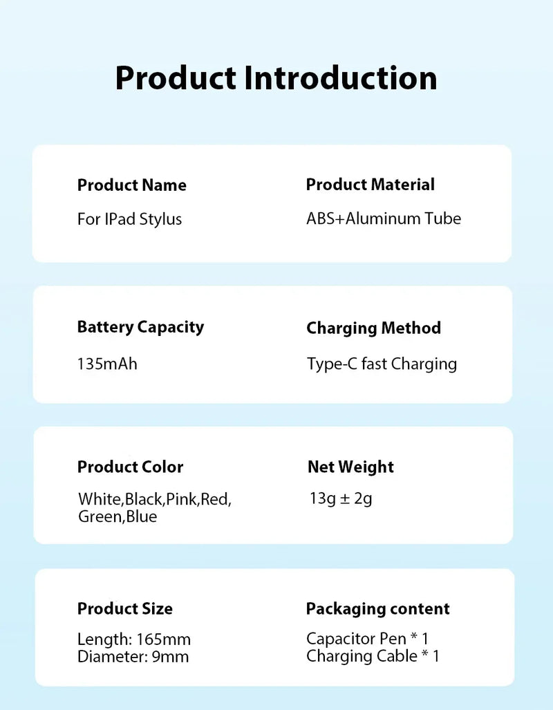 Caneta Stylus para Apple Pencil compatível com iPad