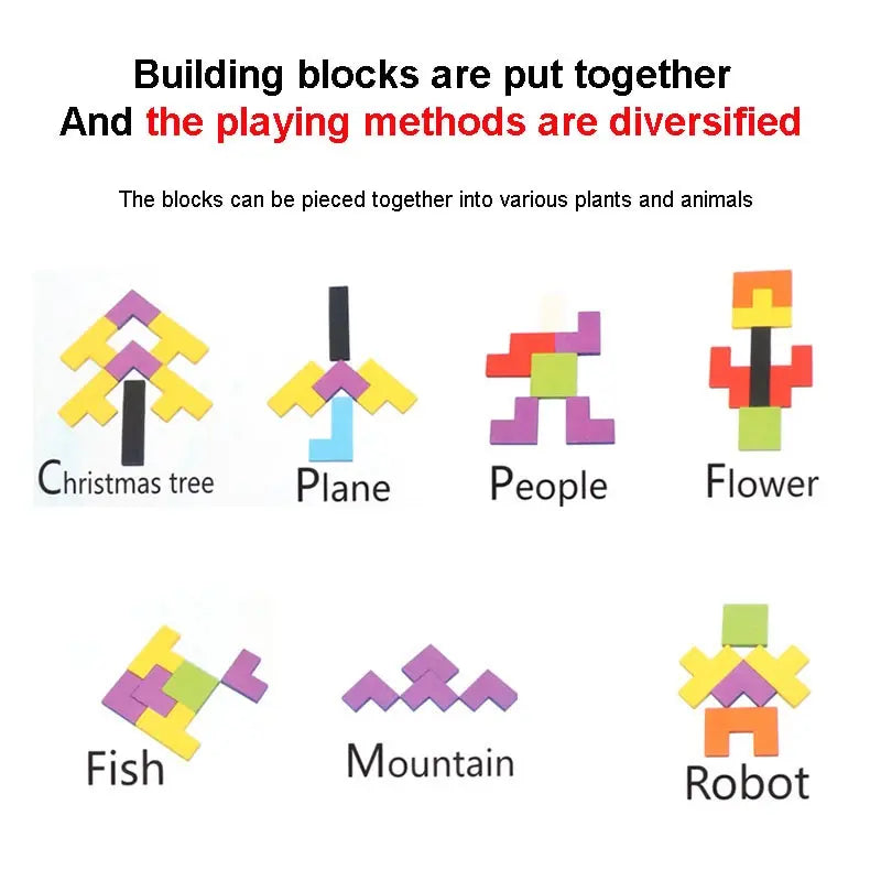 Conjunto de Quebra-Cabeça de Madeira — Jogo Divertido de Educação Infantil, Brinquedo de Lógica e Raciocínio para Crianças