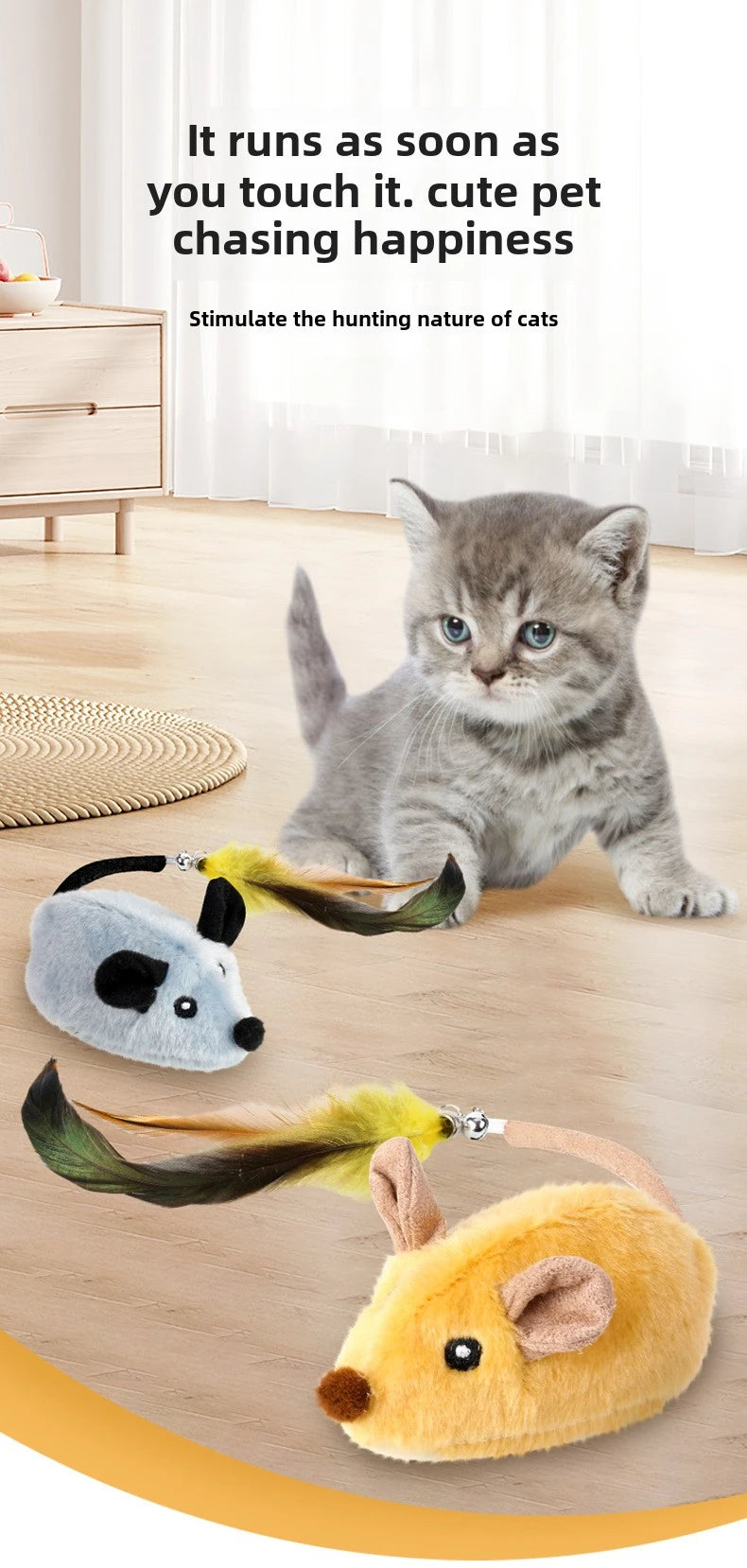 Rato Interativo Automático para Gatos — Sensor de Movimento, Som Divertido e Recarga USB