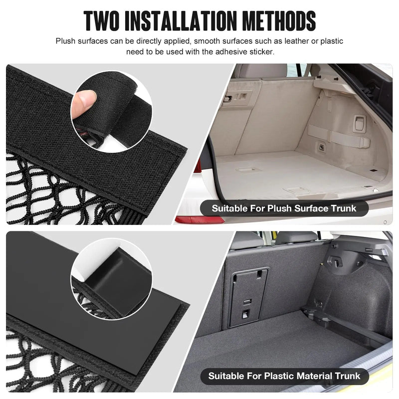 Rede Elástica com Adesivo de Parede, Ideal para Organização no Porta-Malas do Carro e Armazenamento Doméstico.