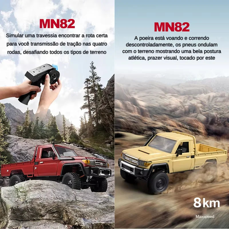 Caminhonete RC em Escala Real 4x4 — Controle Remoto Off-Road para Subidas e Terrenos Irregulares