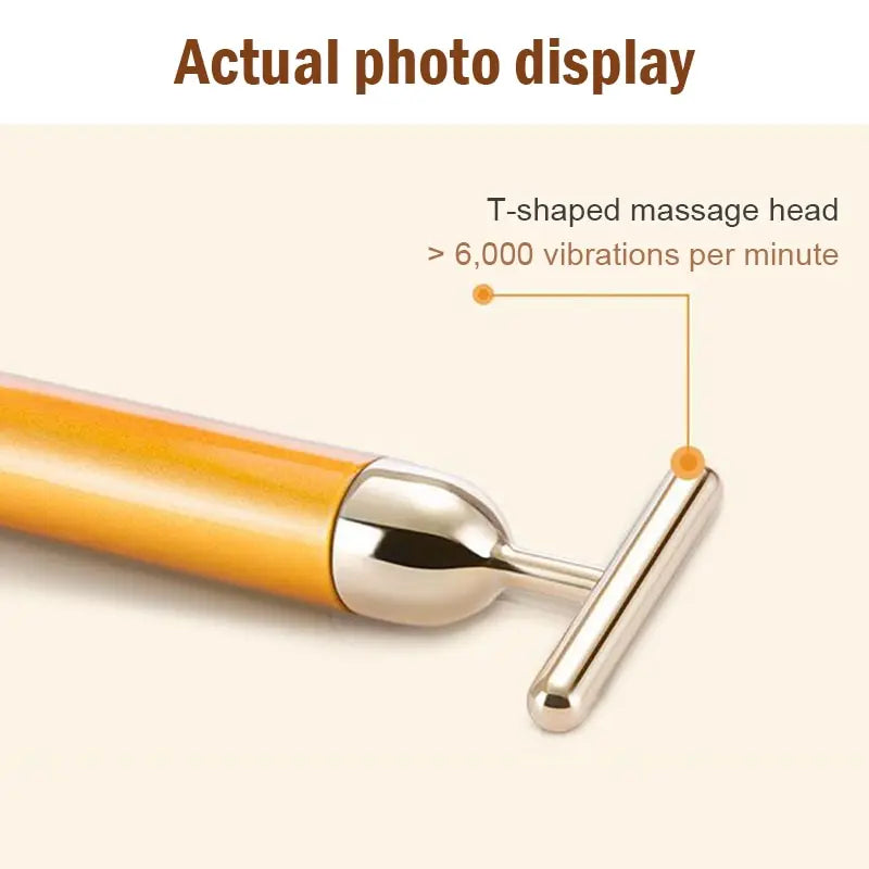 Beauty Bar 24K Electric Face Slimming Rod Golden Stick T Shaped Facial Massager Tightening Skin Electric Beauty Inst
