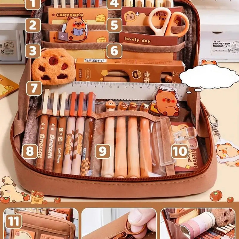 Kit completo escolar capivara