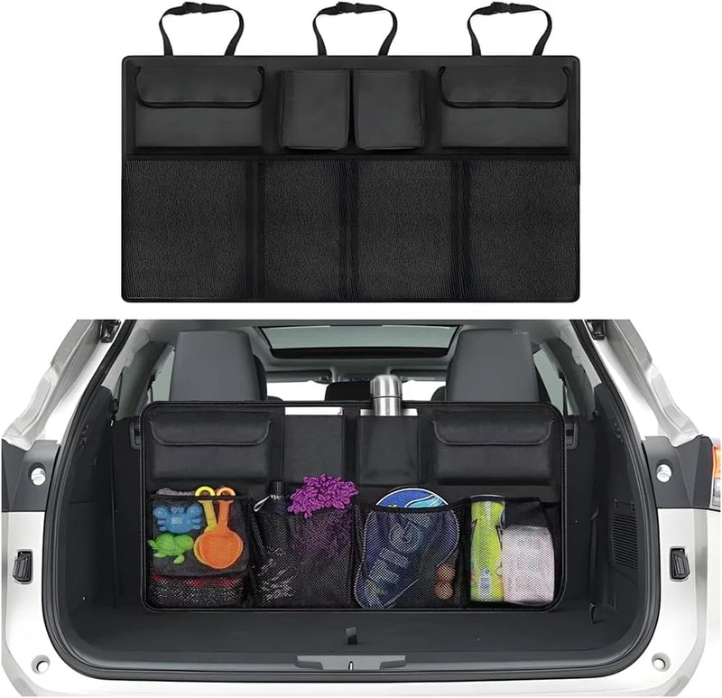 Organizador de Porta-Malas Gigante 8 Bolsos — Economize Espaço e Deixe Seu Carro Sempre em Ordem!