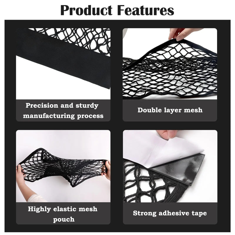 Rede Elástica com Adesivo de Parede, Ideal para Organização no Porta-Malas do Carro e Armazenamento Doméstico.