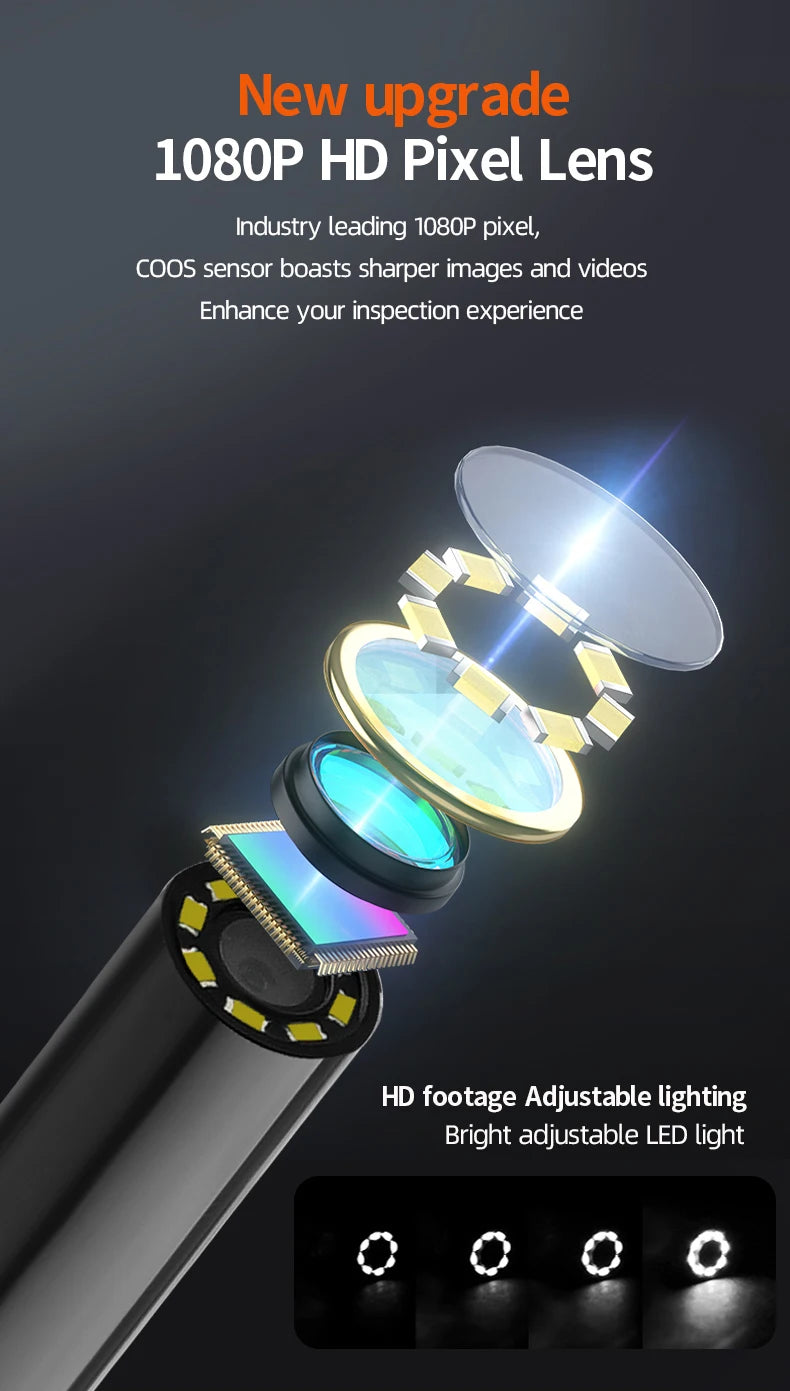 Câmera de Inspeção Endoscópica para Carros, Ferramenta de Diagnóstico 1080p